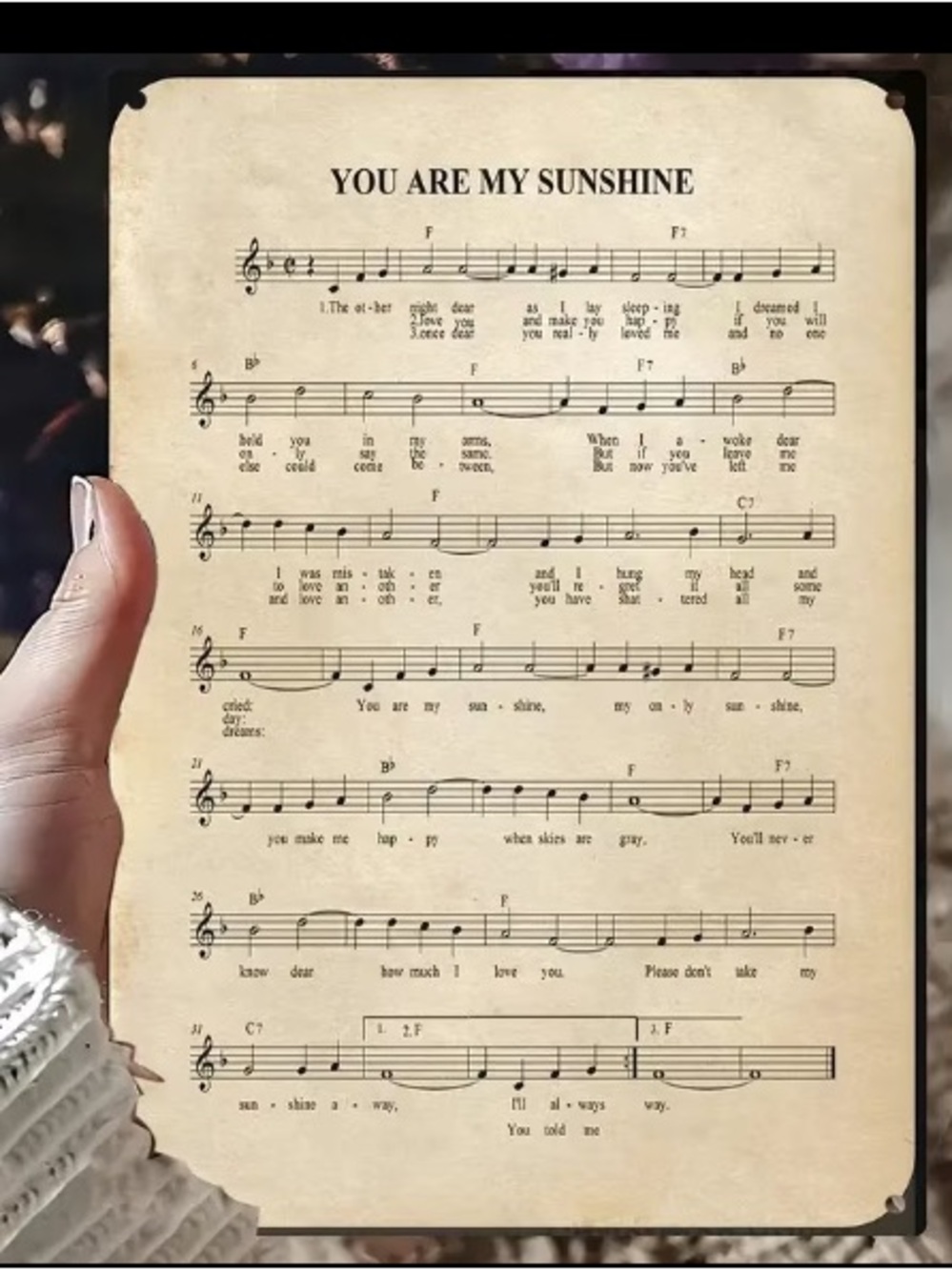 "You Are My Sunshine" Metal Music Score Sign - Picture 4 of 4